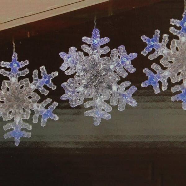 Set Of 3 Led Lighted Blue And White Ling Dangling Led Lighted Blue And White