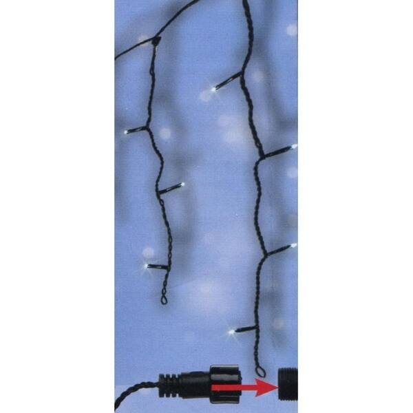 Set of 96 Twinkling Cool White LED Christmas Icicle Lights Connect