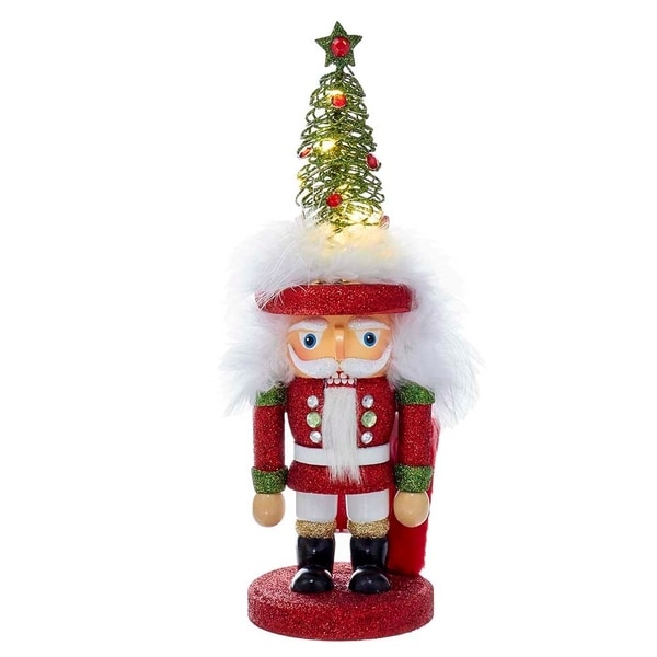 15-Inch Red and Green Kurt Adler Hollywood Tree Hat Nutcracker
