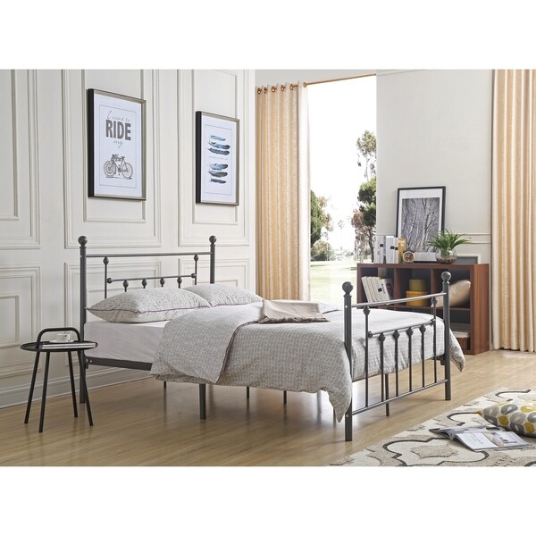 hodedah complete metal platform bed with headboard footboard