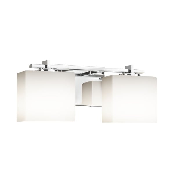 Justice Design Group Fusion Era 2 Light Polished Chrome Bath Justice Design Group Fusion Era 2 Light Polished Chrome Bath Bar Opal Rectangle Shade