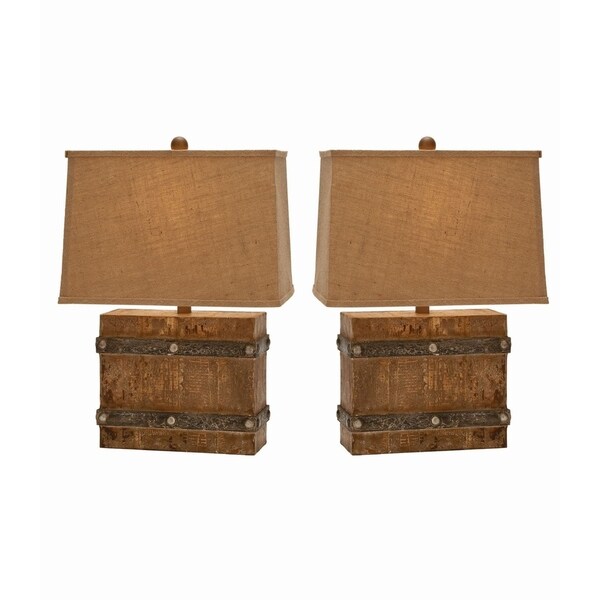 Studio 350 Set of 2, Wood Table Lamp 23 inches high, 16 inches wide