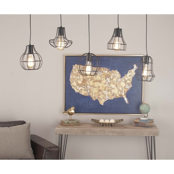 Contemporary 52 Inch Five-Light Cage Type Pendant Light by Studio 350