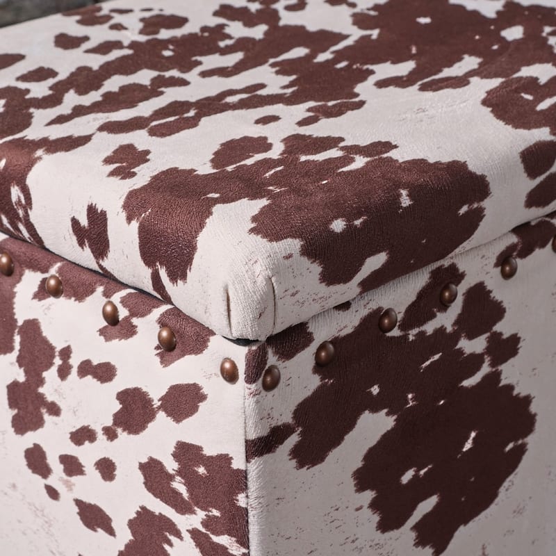 Tatiana Velvet Cow Print Storage Ottoman Bench by Christopher Knight Home