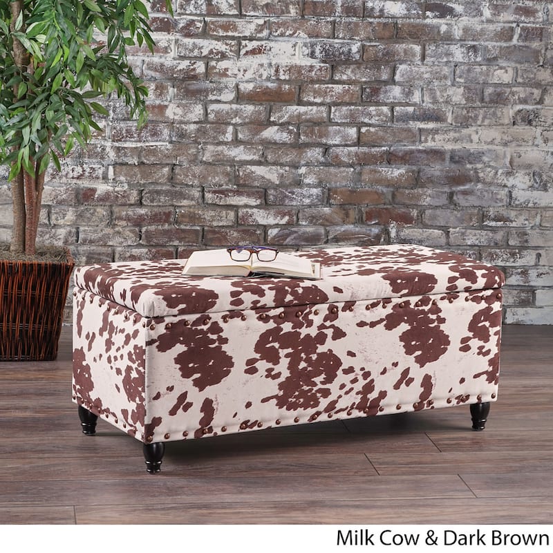 Tatiana Velvet Cow Print Storage Ottoman Bench by Christopher Knight Home