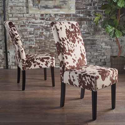 Pertica Contemporary Milk Cow Velvet Dining Chair (Set of 2) by Christopher Knight Home