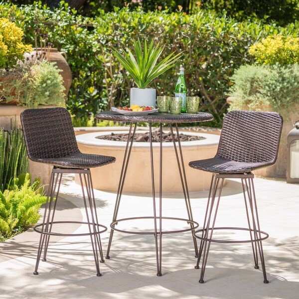 Shop Torrey Outdoor 3-piece Round Wicker Bar Set by ... on Outdoor Bar Supplies id=99670