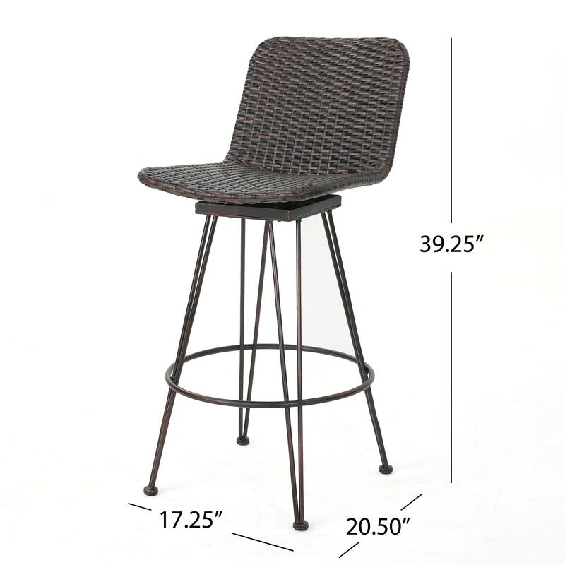 Torrey Outdoor Wicker Barstool (Set of 2) by Christopher Knight Home
