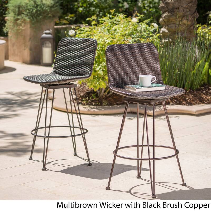 Torrey Outdoor Wicker Barstool (Set of 2) by Christopher Knight Home