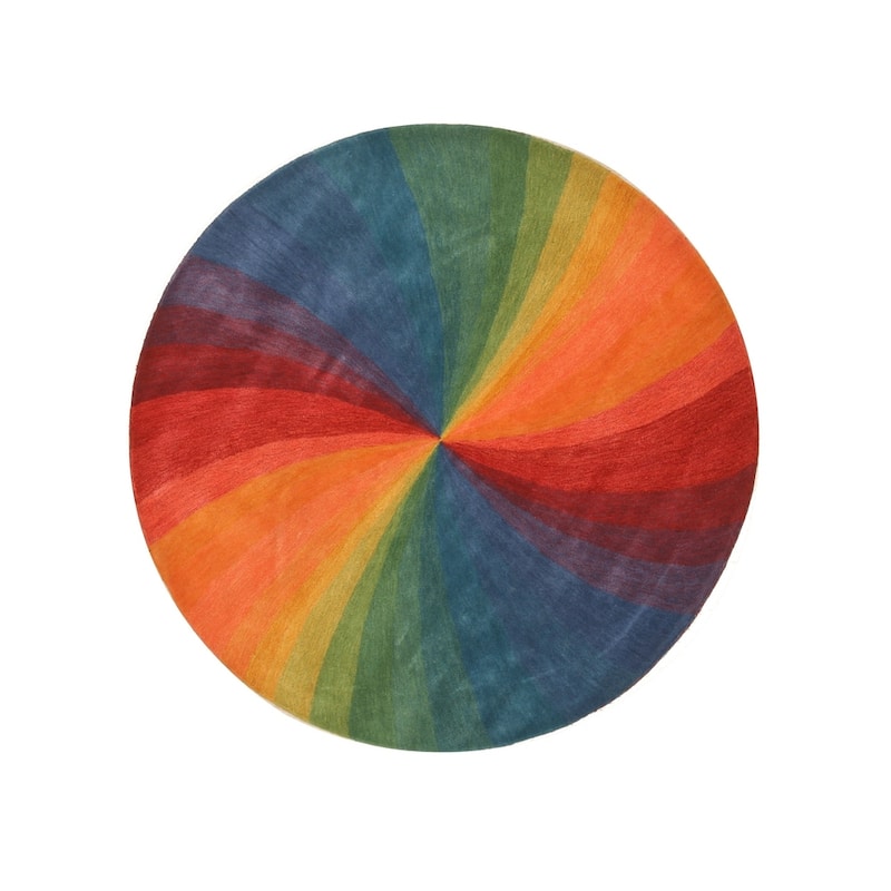 Hand-tufted Wool Lollipop Contemporary Abstract Swirl Area Rug
