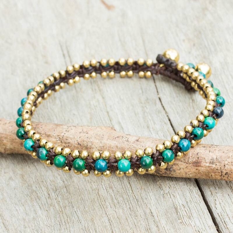 Handmade Brass 'Tinkling Bells' Serpentine Anklet (Thailand)