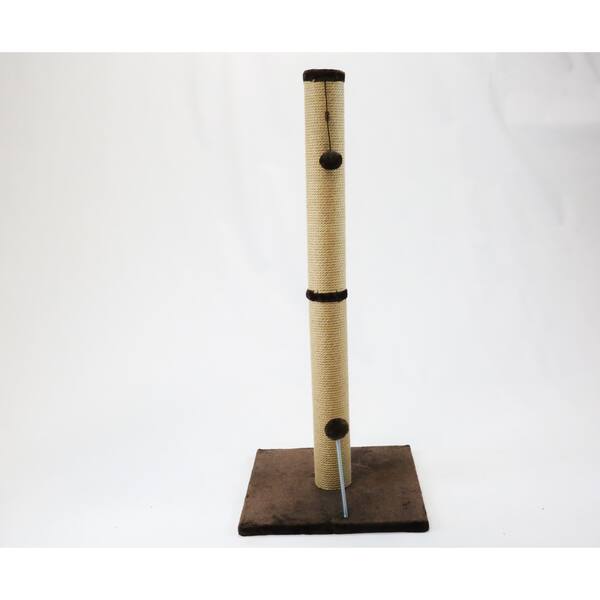 36" Jute Scratching Post (Dark Chocolate Fur 12x16 Base) Overstock