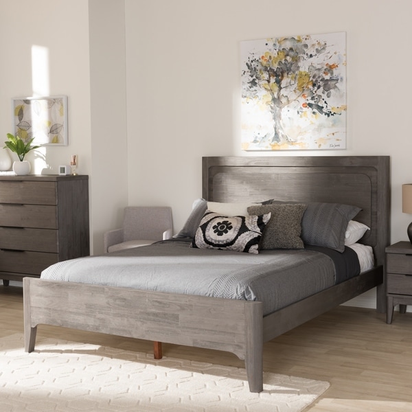 Shop Rustic Platinum Grey Wood Queen Size Platform Bed by Baxton Studio