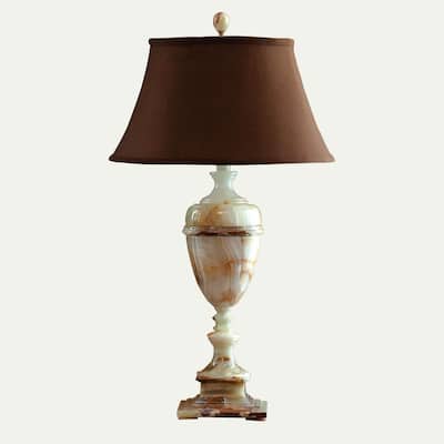 32" Tall Onyx Table Lamp "Sabrina" with Linen Shade, Chartreuse