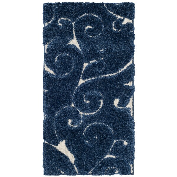 Safavieh Shag Dark Blue/ Cream Rug - 2'3 x 4'