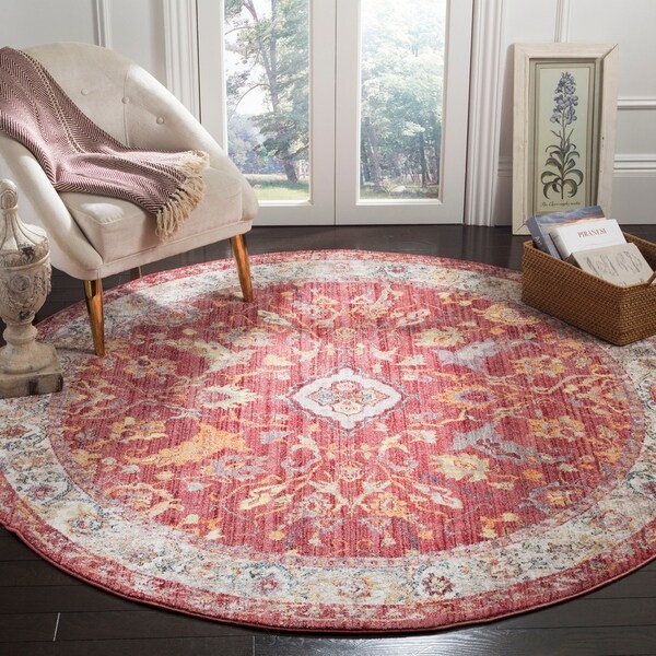 Shop Safavieh Bristol Vintage Rose/ Light Grey Polyester Rug 7' Round