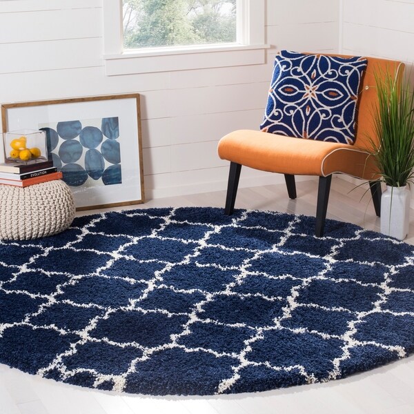 Safavieh Hudson Shag Navy/ Ivory Rug - 7' Round