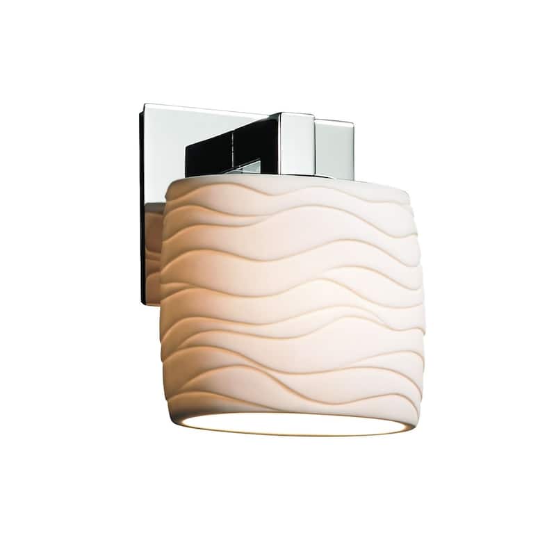 Justice Design Limoges Modular 1-light Polished Chrome ADA Wall Sconce, Waves Oval Shade - Silver
