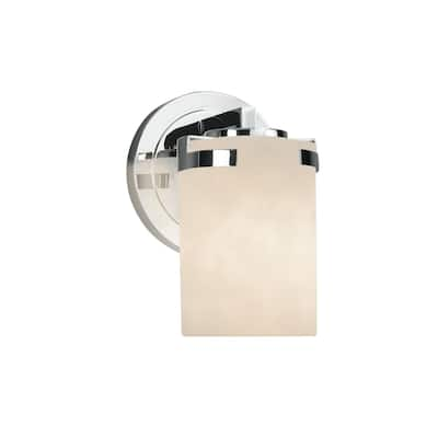 Justice Design Clouds Atlas 1-light Polished Chrome Wall Sconce, Clouds Cylinder - Flat Rim Shade - Silver