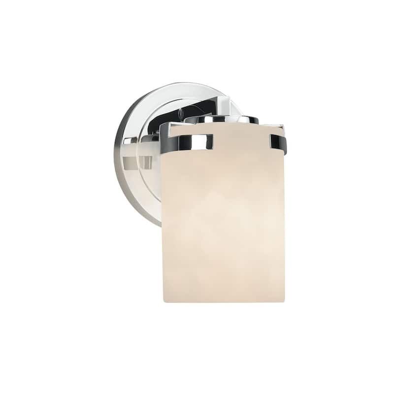 Justice Design Clouds Atlas 1-light Polished Chrome Wall Sconce, Clouds Cylinder - Flat Rim Shade - Silver