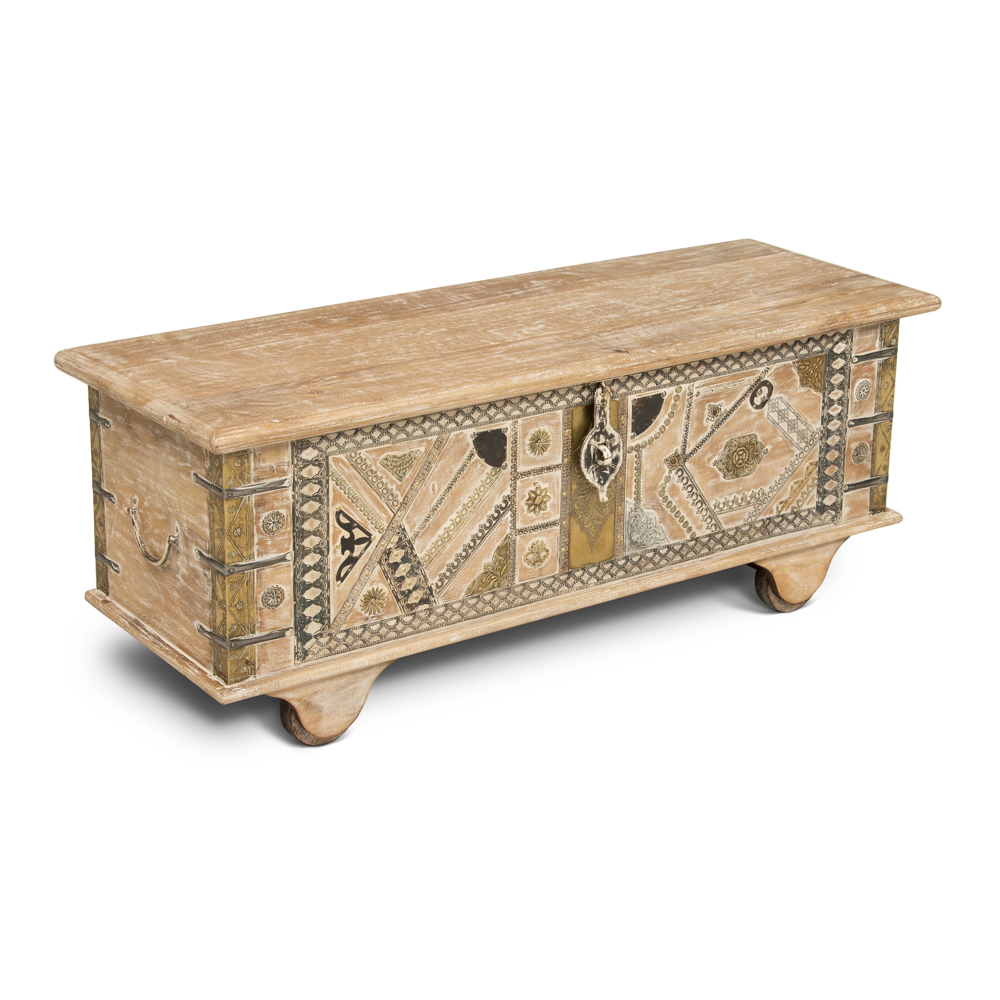 Shop Aluva Antique White Wood 46 Inch Decorative Storage Trunk By