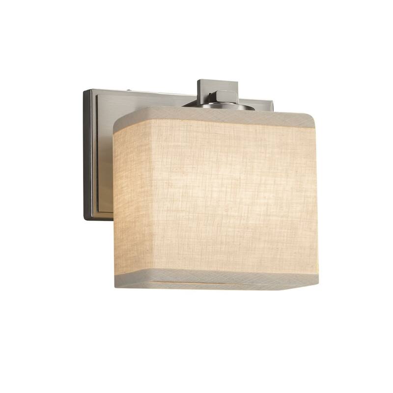 Justice Design Textile Era 1-light Brushed Nickel Wall Sconce, Cream Rectangle Shade - Silver