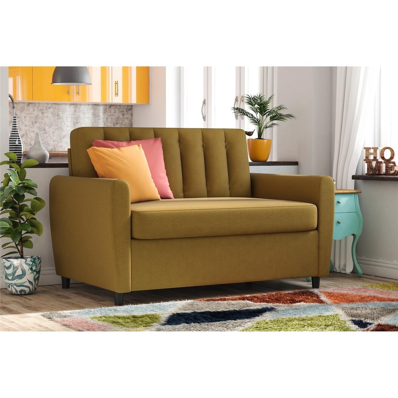 Shop Novogratz Brittany Loveseat Sleeper Sofa With Memory Foam Mattress Overstock 17351291