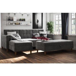 DHP Hartford Chenille Storage Sectional Futon and Storage Ottoman - Bed ...