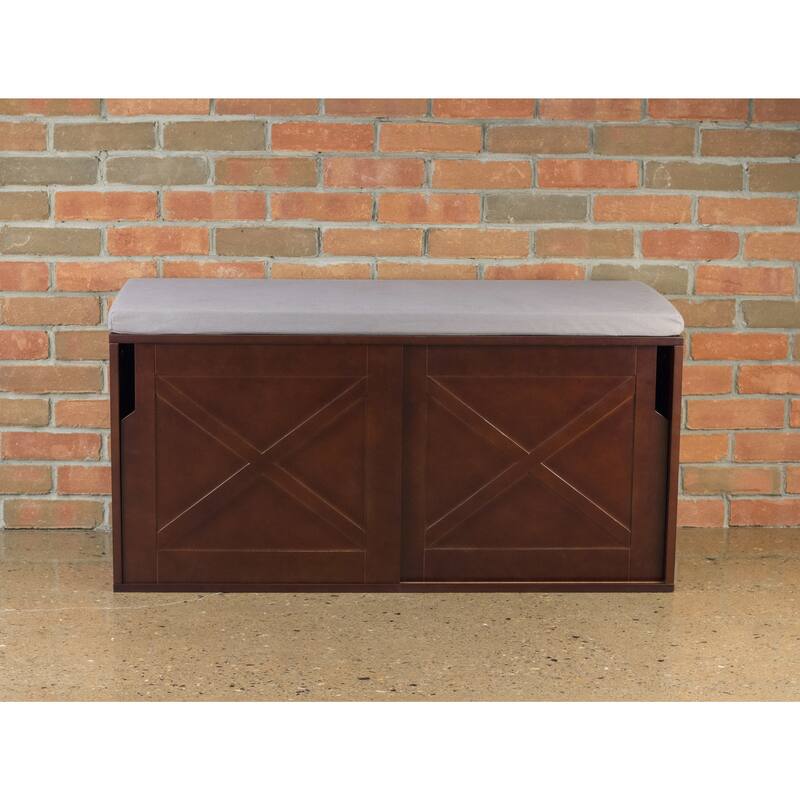 Merry Products Brown Upholstered-top Windsor Shoe Bench