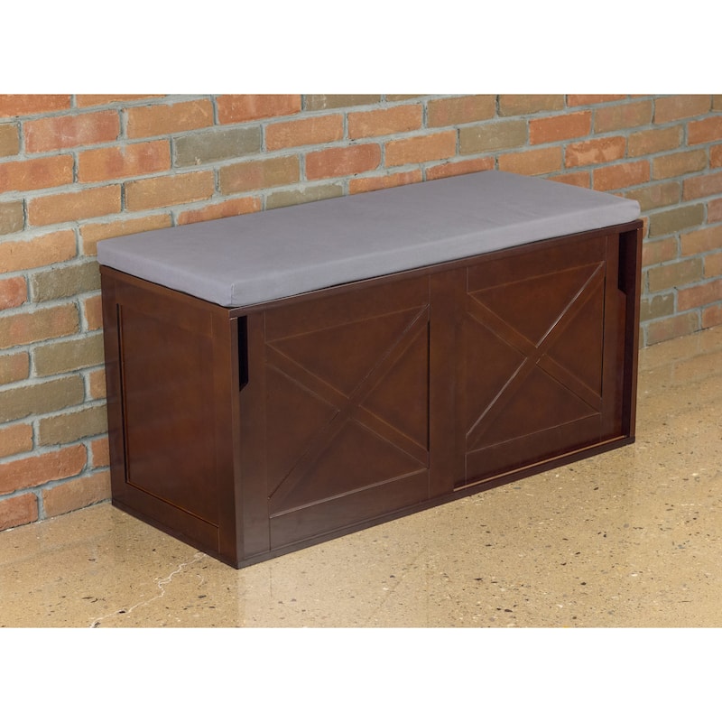 Merry Products Brown Upholstered-top Windsor Shoe Bench