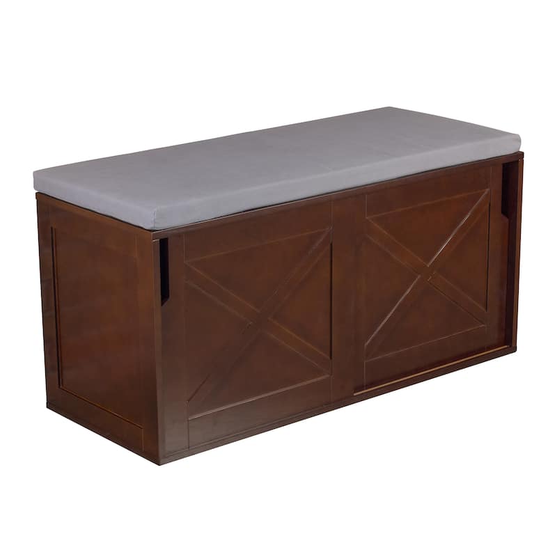 Merry Products Brown Upholstered-top Windsor Shoe Bench