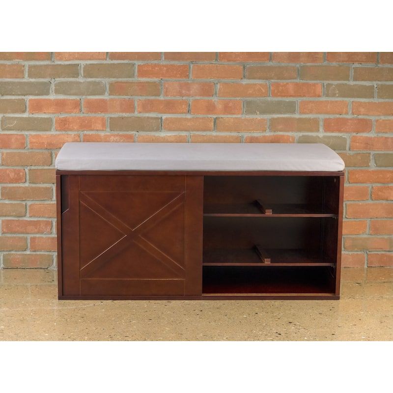 Merry Products Brown Upholstered-top Windsor Shoe Bench