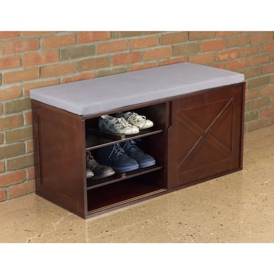 Merry Products Brown Upholstered-top Windsor Shoe Bench