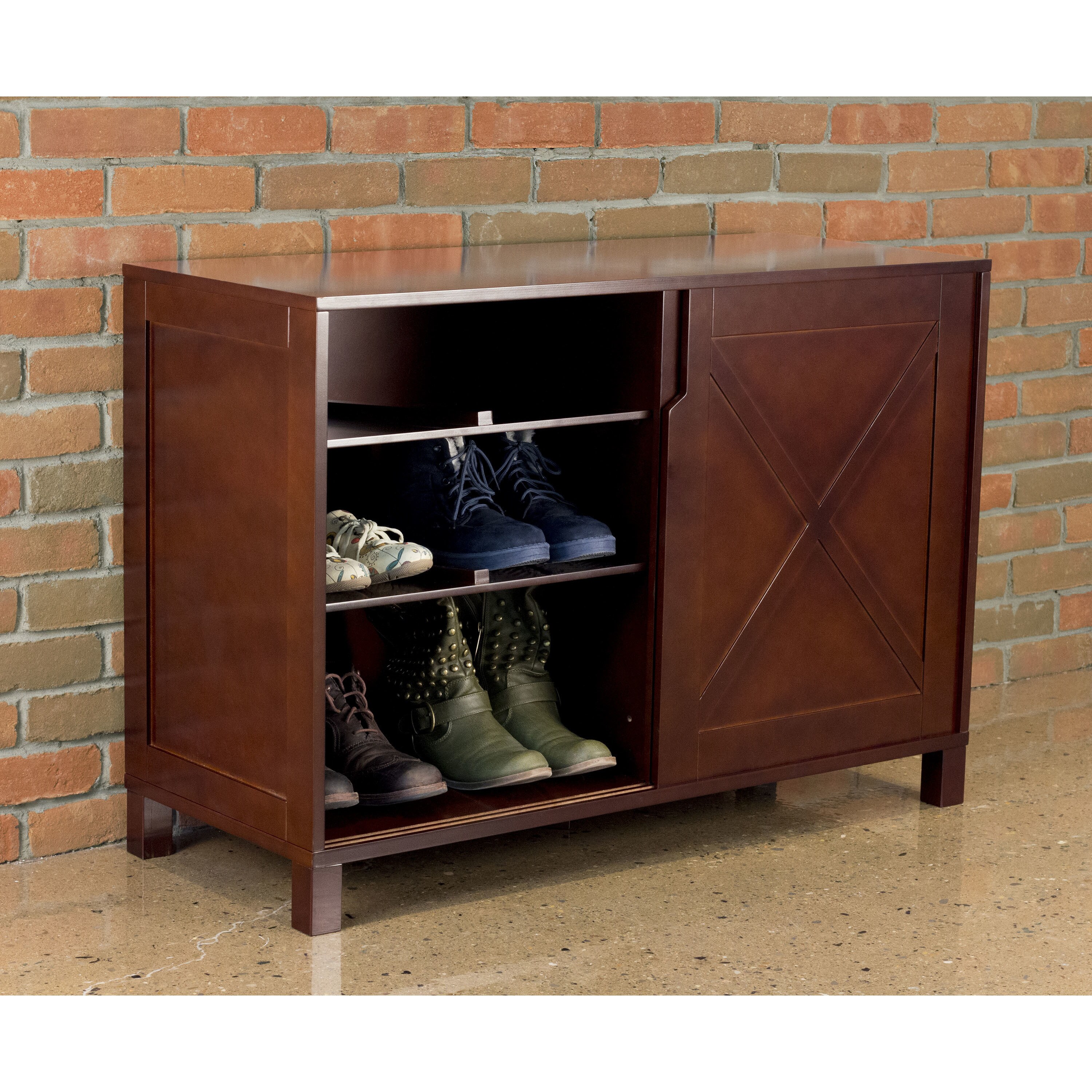 Merry Products Windsor Wood Shoe Dresser Brown Traditional | eBay
