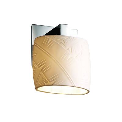 Justice Design Limoges Modular 1-light Polished Chrome ADA Wall Sconce, Banana Leaf Oval Shade - Silver