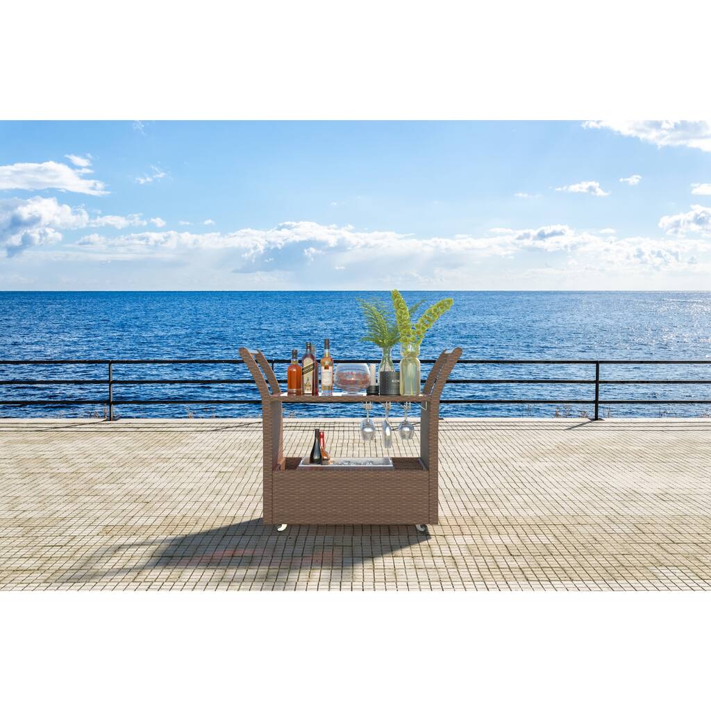 American Patio All-weather Wicker Outdoor Dining and Bar Cart