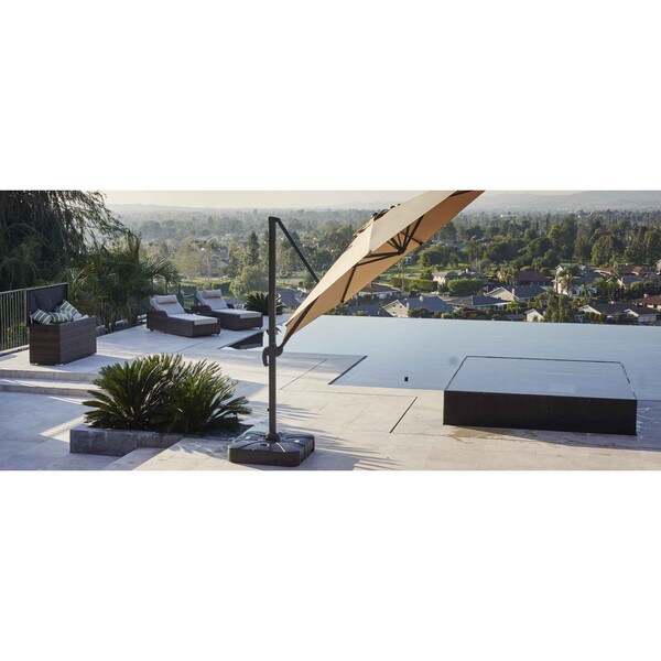 Direct Wicker 11.5-foot Offset Cantilever Patio Hanging Umbrella with Base and Crank