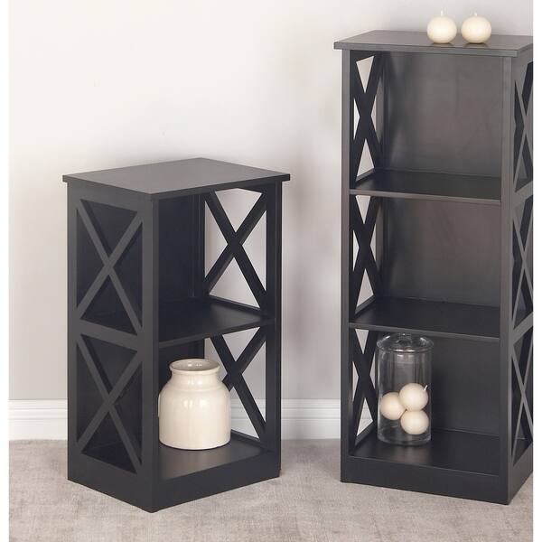 Modern 28 x 16 Inch 2-Tier Wooden Cube-Shaped Shelf by Studio 350