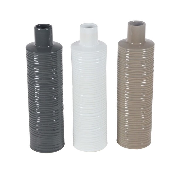 Studio 350 Ceramic Vase Set of 3, 4 inches wide, 16 inches high