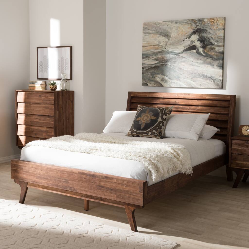 Carson Carrington Logten Mid-century Brown Wood Queen Platform Bed