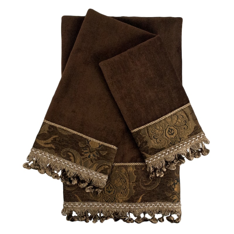 Sherry Kline China art Brown/Brown Decorative Embellished Towel Set