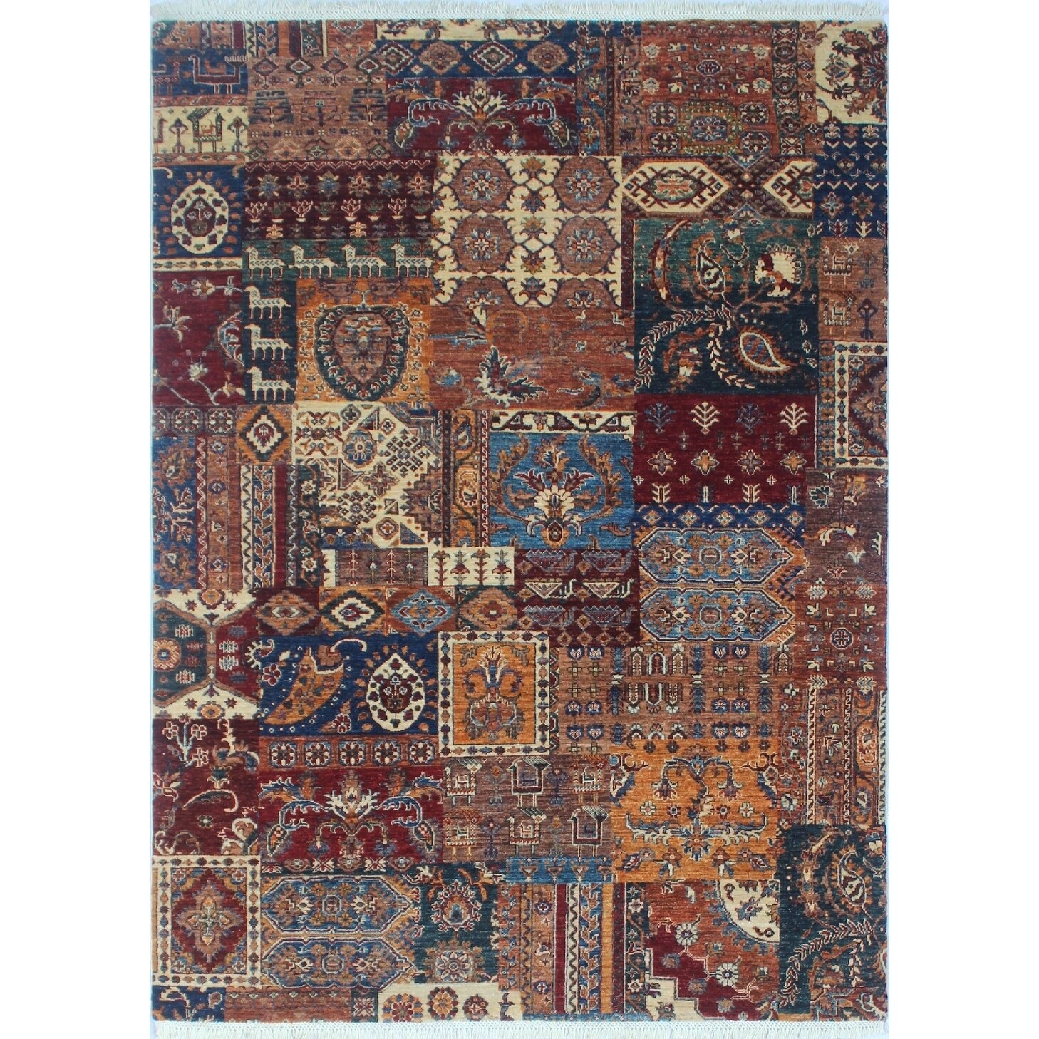 5'8 x 7'10 Red/Blue Noori Rug Khurgeen Qudratu Hand Knotted Area Rug 5'8 x 7'10 Red/Blue Noori Rug Khurgeen Qudratu Hand Knotted Area Rug