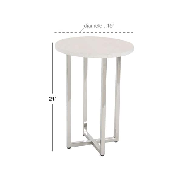 Modern 21 Inch White Stainless Steel Accent Table By Studio Stainless Steel Accent Table