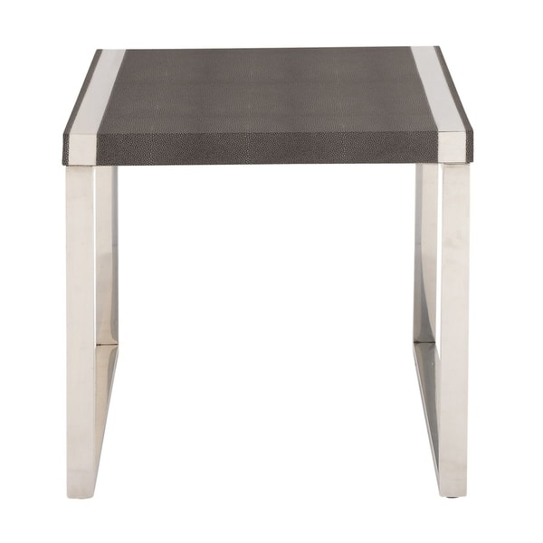Studio 350 Stainless Steel Wood End Table 24 inches wide, 23