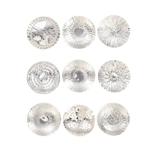 Silver Stainless Steel Metal Plate Home Wall Decor with Hammered Design (Set of 9)