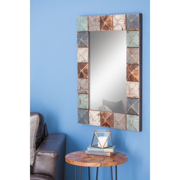 Coastal 37 x 27 Inch Wooden Rectangular Wall Mirror by ...