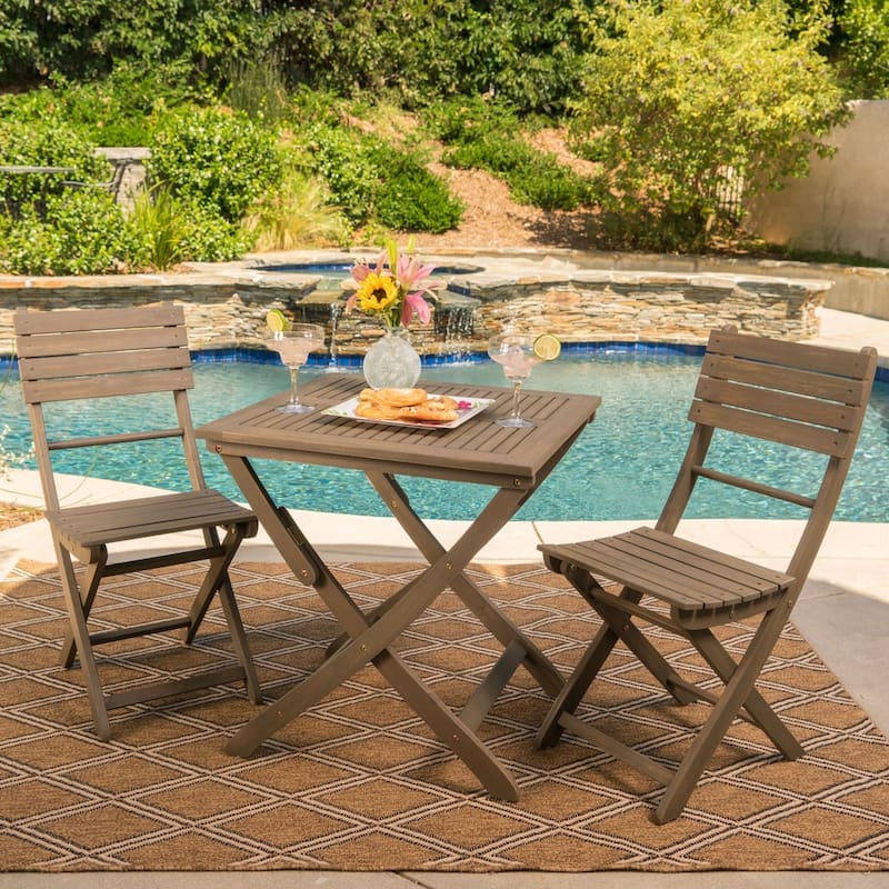 Positano Outdoor 3-piece Foldable Acacia Wood Bistro Set by Christopher Knight Home