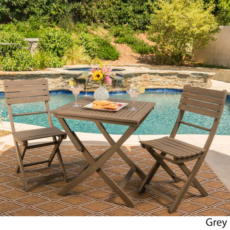 Positano Outdoor 3-piece Foldable Acacia Wood Bistro Set by Christopher Knight Home
