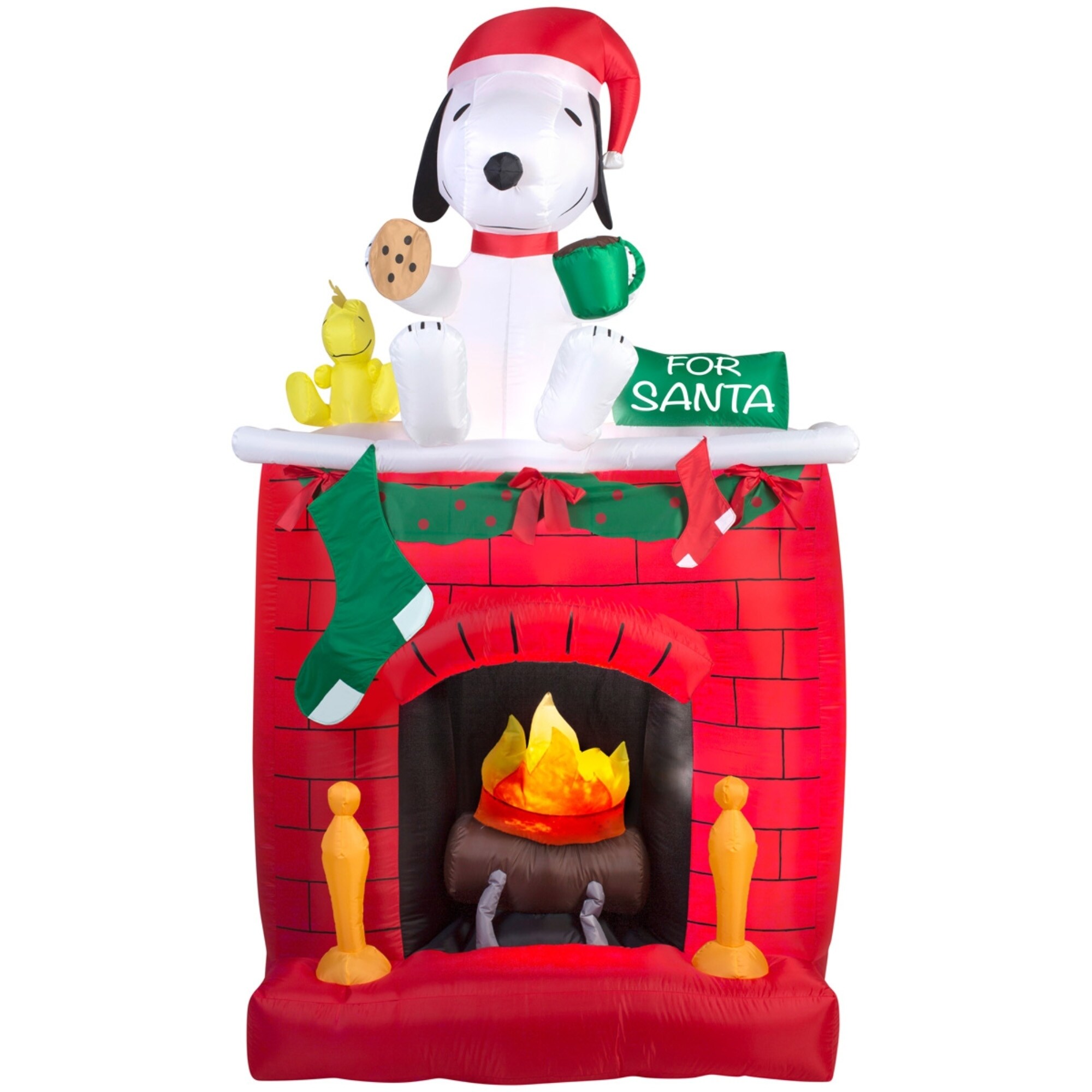 Shop Christmas Airblown Inflatable Fire Ice Snoopy On Fireplace
