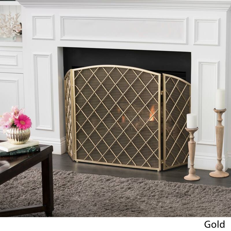 Amiyah 3-Panel Fireplace Screen by Christopher Knight Home - Gold